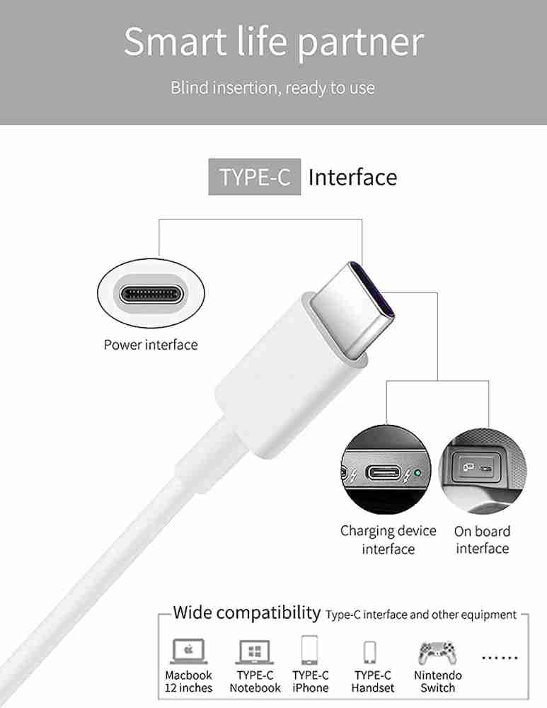 FREETOO Type C 5 A 1 m Type C to Type C Super Fast 5Amp Samsung Charging  Cable - FREETOO 