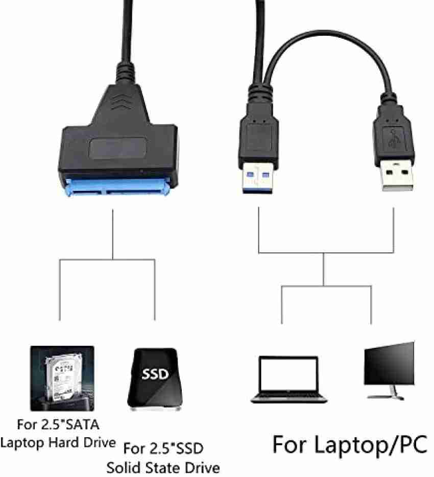 hiperads USB Type C Cable 2 A 2.5 m USB 3.0 to 2. SATA III Hard Drive  Adapter-SATA to USB 3.0 Converter for SSD/HDD - hiperads 