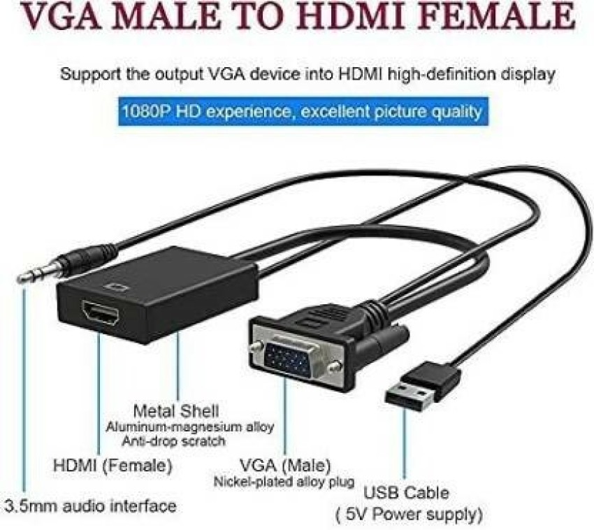 Cheap 1.8M HDMI to VGA Cable HD 1080P HDMI Male to VGA Male Video Converter  Adapter for PC Laptop
