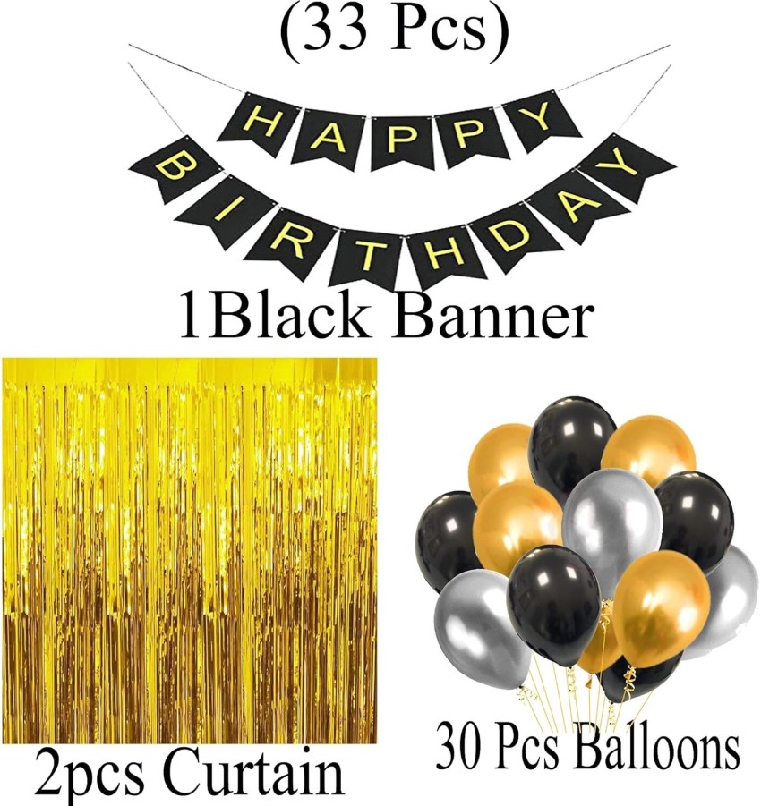 22 PCS Black and Gold Party Decoration Set
