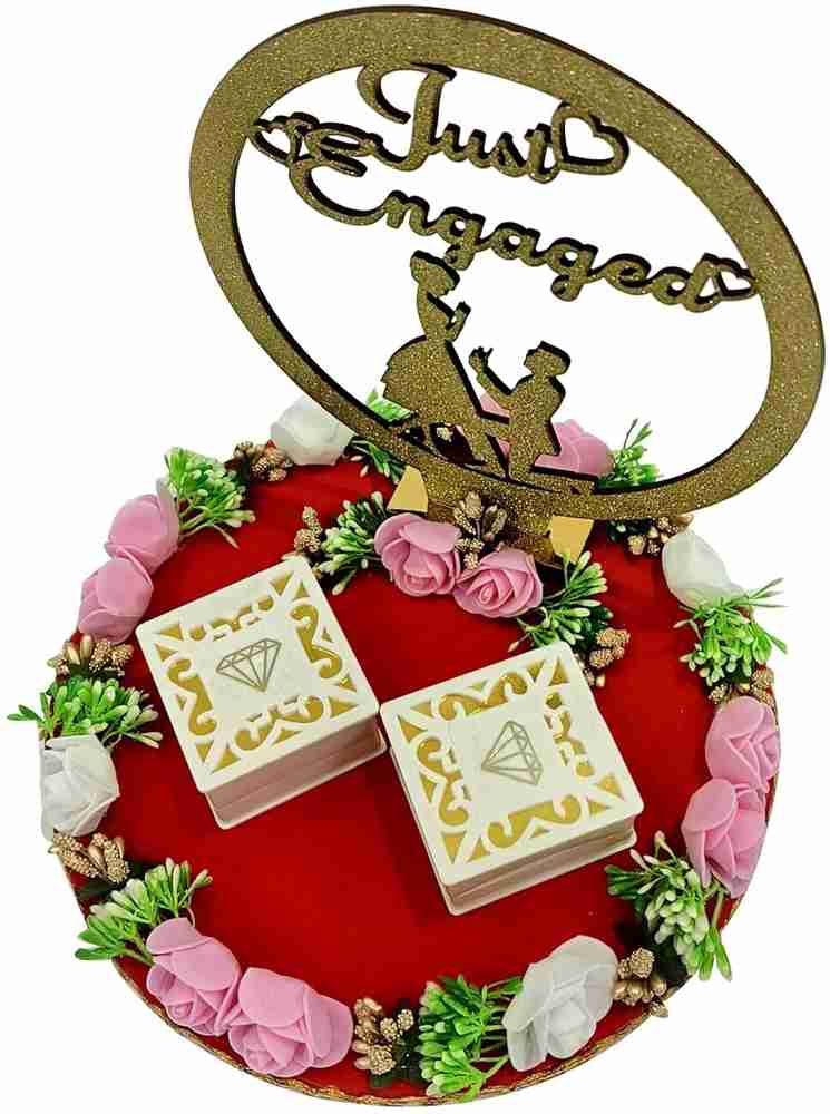 Wedlock JUST ENGAGED Red Engagement Ring Platter Sagai Ring Platter Ring Ceremony Wood Decorative Platter Price in India Buy Wedlock JUST ENGAGED Red Engagement Ring Platter Sagai Ring