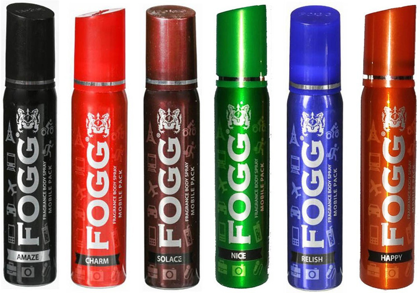 FOGG Body Spray Mobile Pack Pocket Deo AMAZE CHARM HAPPY SOLACE NICE RELISH 25ml x 6 Deodorant Spray For Men Women