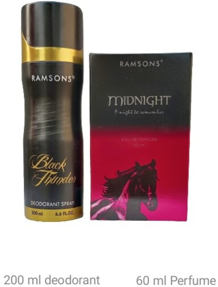 Ramson NEW BLACK THUNDER DEO 200 ML AND MIDNIGHT 60 ML PERFUME
