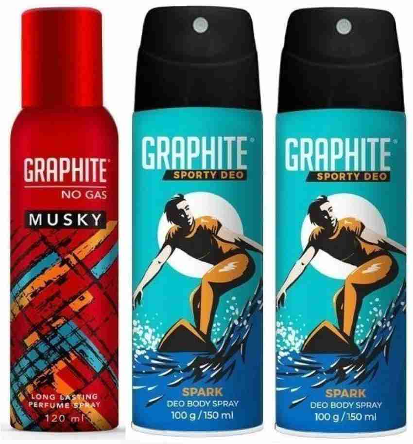 GRAPHITE MUSKY -1 AND SPARK -2 PACK OF 3 ,K Body Spray - For Men & Women -  Price in India, Buy GRAPHITE MUSKY -1 AND SPARK -2 PACK OF 3 ,K