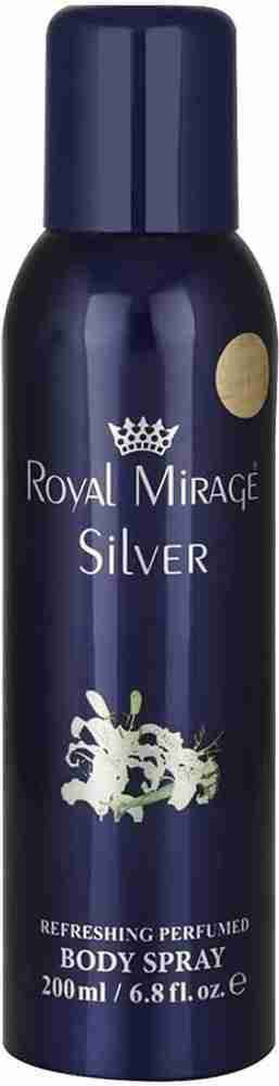 ROYAL MIRAGE Silver Body Spray 200ml Deodorant Spray For Men