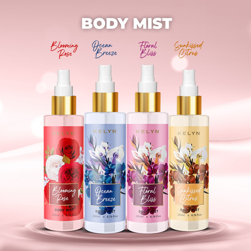 Kelyn Body Mist Perfume 200ML Long Lasting Scent Spray Gift For Women Pack Of 4 Body Mist For Women