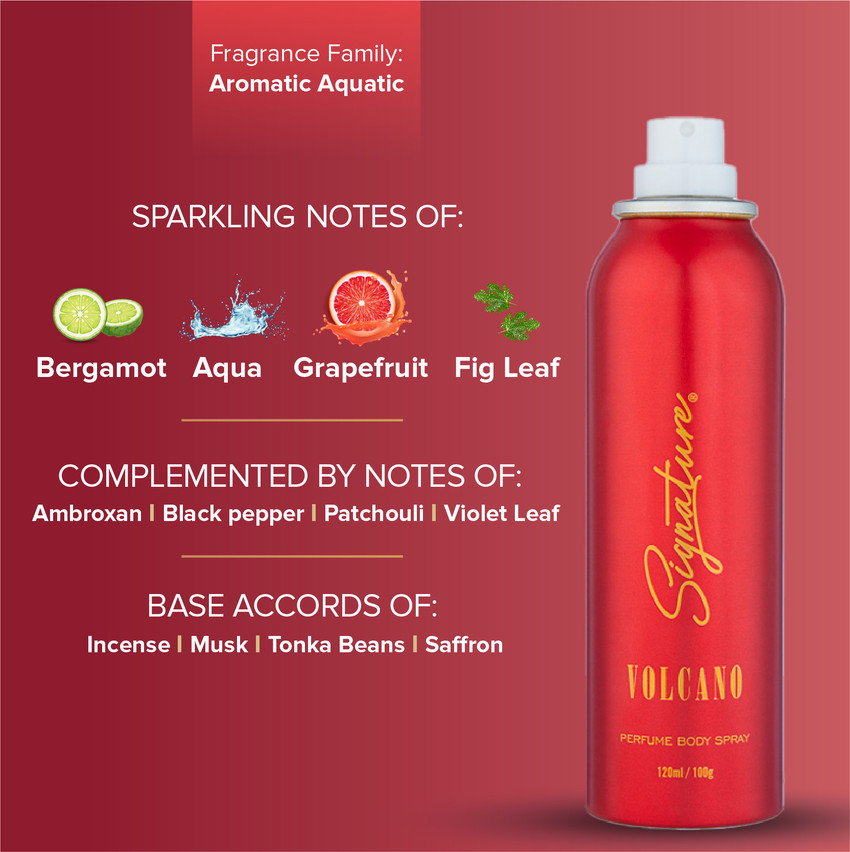 SIGNATURE Golden Volcano Long Lasting Fragrance Skin Friendly 120ML Each Combo Perfume Body Spray For Men