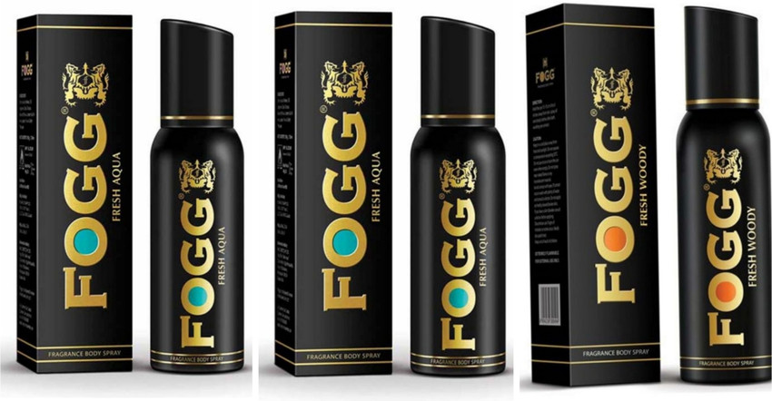 FOGG Fresh Aqua 120ML 2 Fresh Woody 120ML 1 Perfume Body Spray