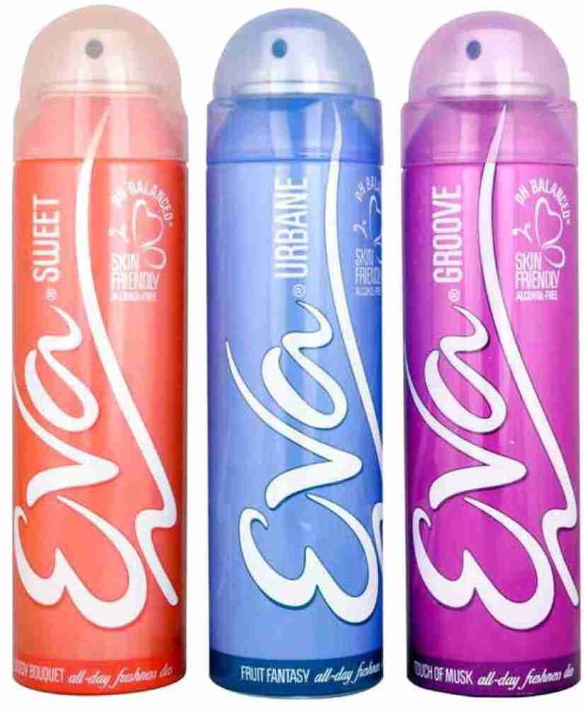 EVA Perfume sweet urbanve and groove 3 pack 360mll Body Spray For Men Women Price in India Buy EVA Perfume sweet urbanve and groove 3 pack 360mll Body Spray