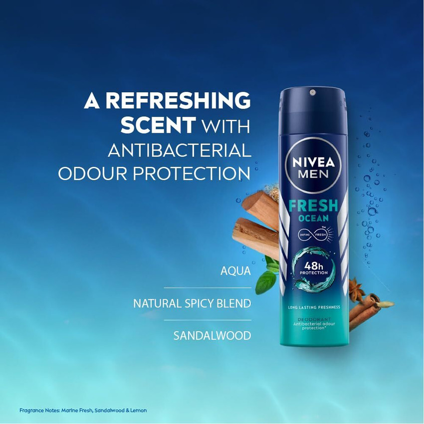 NIVEA Fresh Ocean Deodorant Lasting Freshness With Fresh Aqua