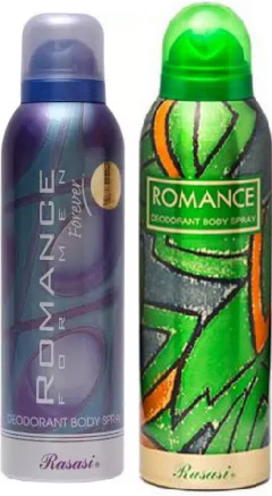 RASASI ROMANCE FOREVER & ROMANCE DEODORANT ,200ML EACH, PACK OF 2. Perfume  Body Spray - For Men & Women - Price in India, Buy RASASI ROMANCE FOREVER &  ROMANCE DEODORANT ,200ML EACH