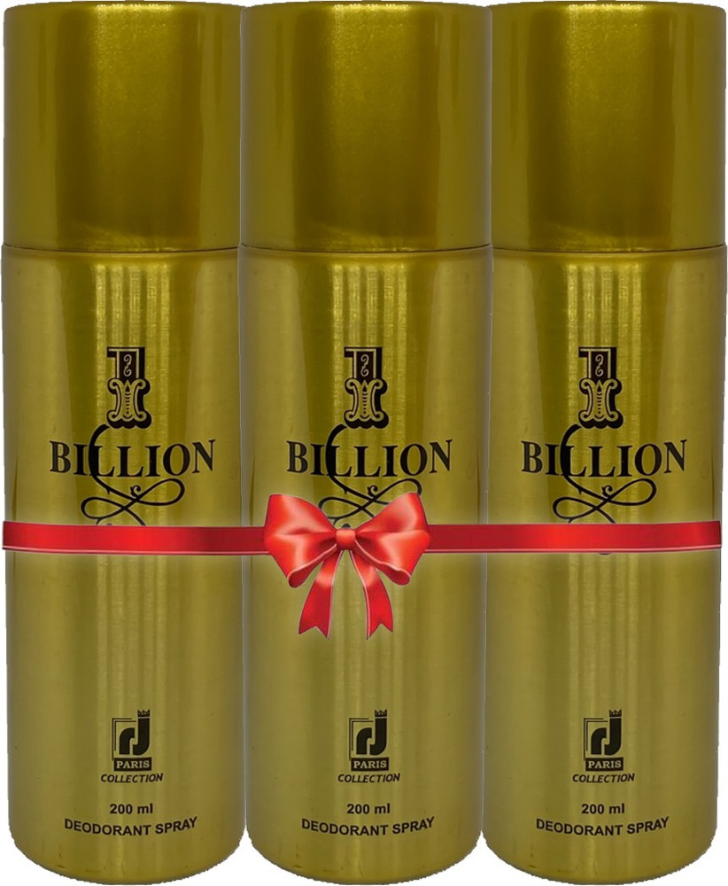R J PARIS Billion Body Deo Spray Long Lasting Set of 3 Body Spray