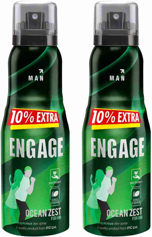 Engage Ocean Zest Deodorant for Men, Citrus and Aquatic, Skin