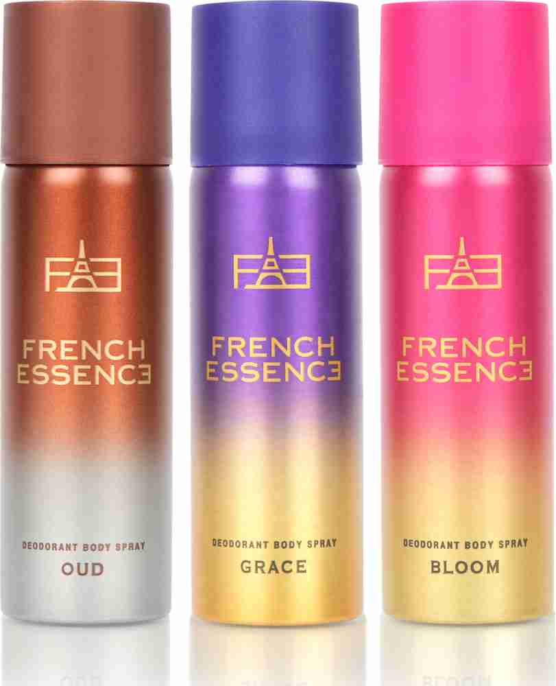 FRENCH ESSENCE Combi Pack of Bloom Oud Grace Deodorant Spray For