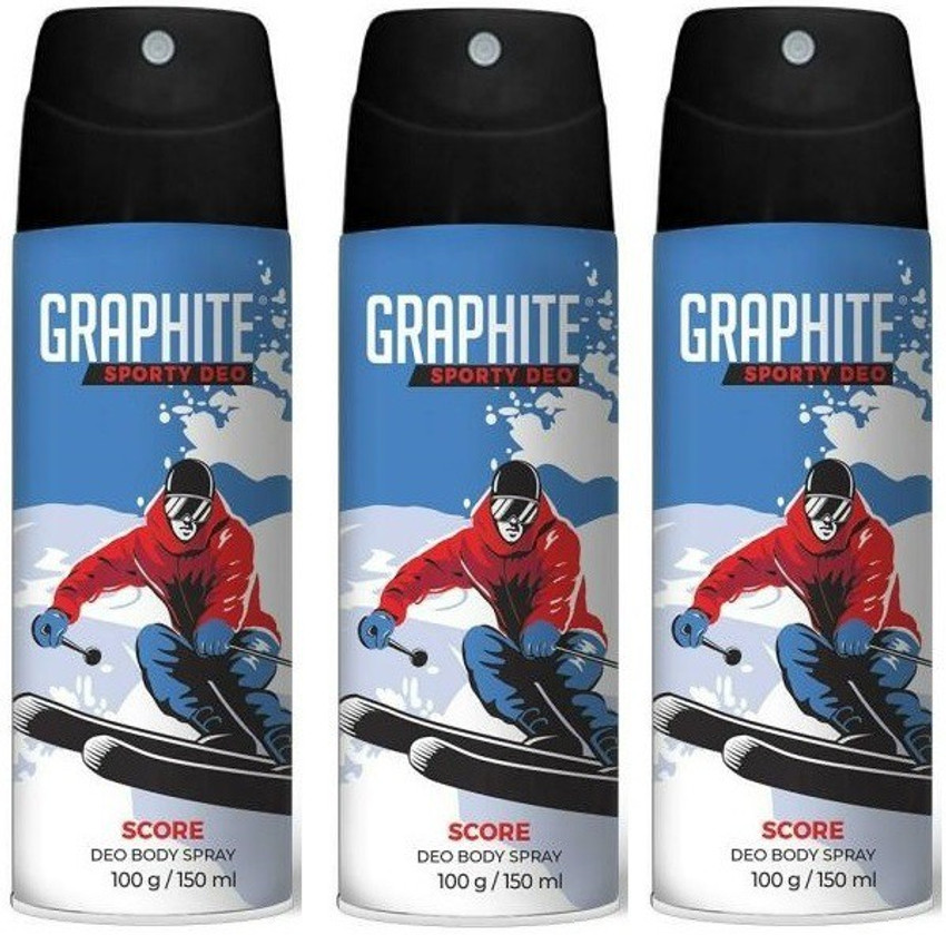 GRAPHITE Score Sporty Deo 150 ml PACK OF 3 Body Spray For Men