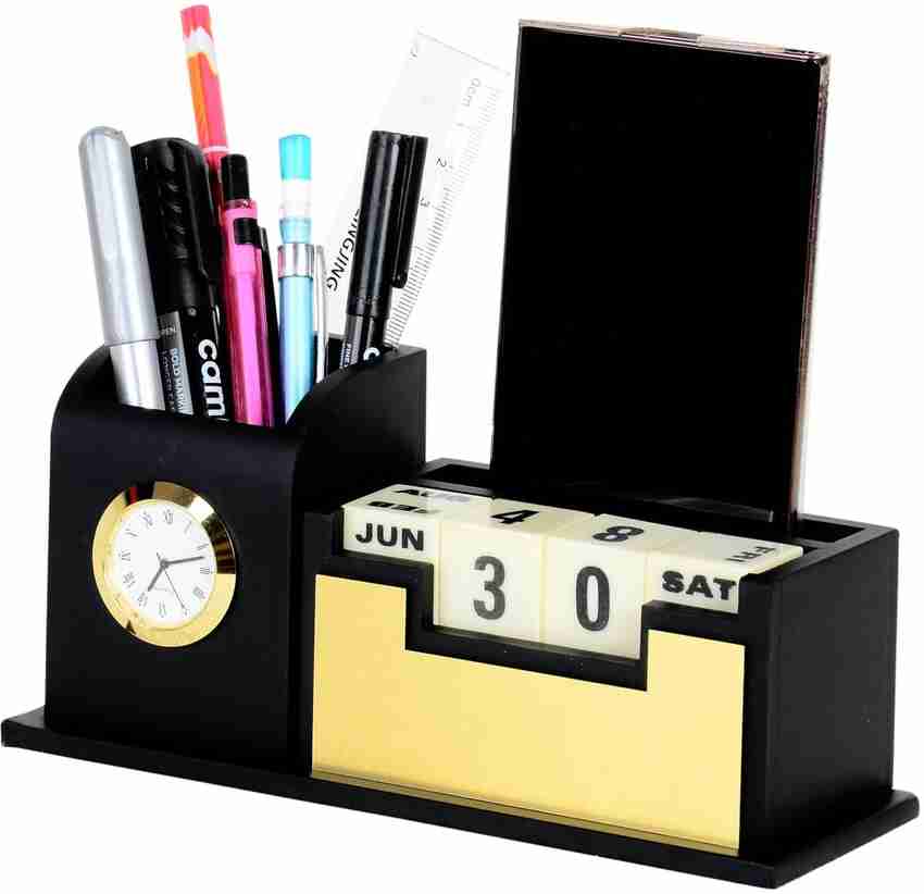 Table pen stand with watch on sale