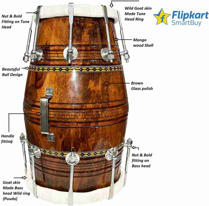 Flipkart SmartBuy 100 Mango wood made professional Dholak Nut Bolts Dholak Price in India Buy Flipkart SmartBuy 100 Mango wood made professional Dholak Nut Bolts Dholak online at Flipkart