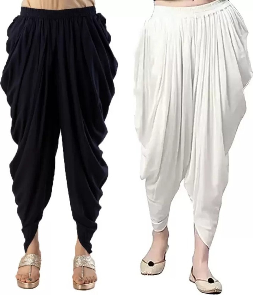 YK Creation Rayon Fabric Solid Women Dhoti Salwar Black White Pack of 2 Combo Solid Women Dhoti Buy YK Creation Rayon Fabric Solid Women Dhoti Salwar Black White Pack of 2 Combo