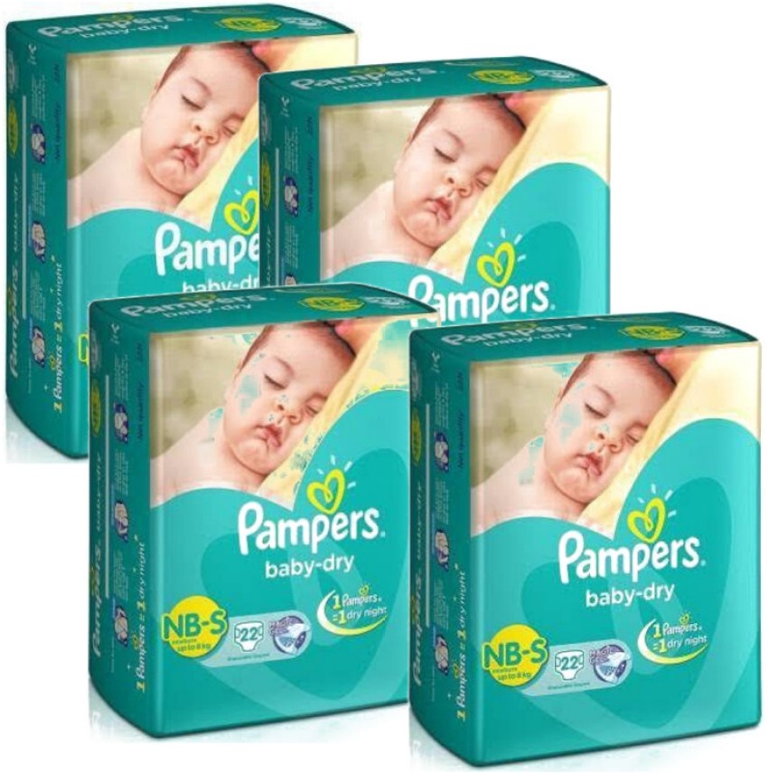 Pampers DIAPERS BABY DRY NBS 22+22+22+22 PACK OF 4 - New Born - Buy 88  Pampers Pant Diapers
