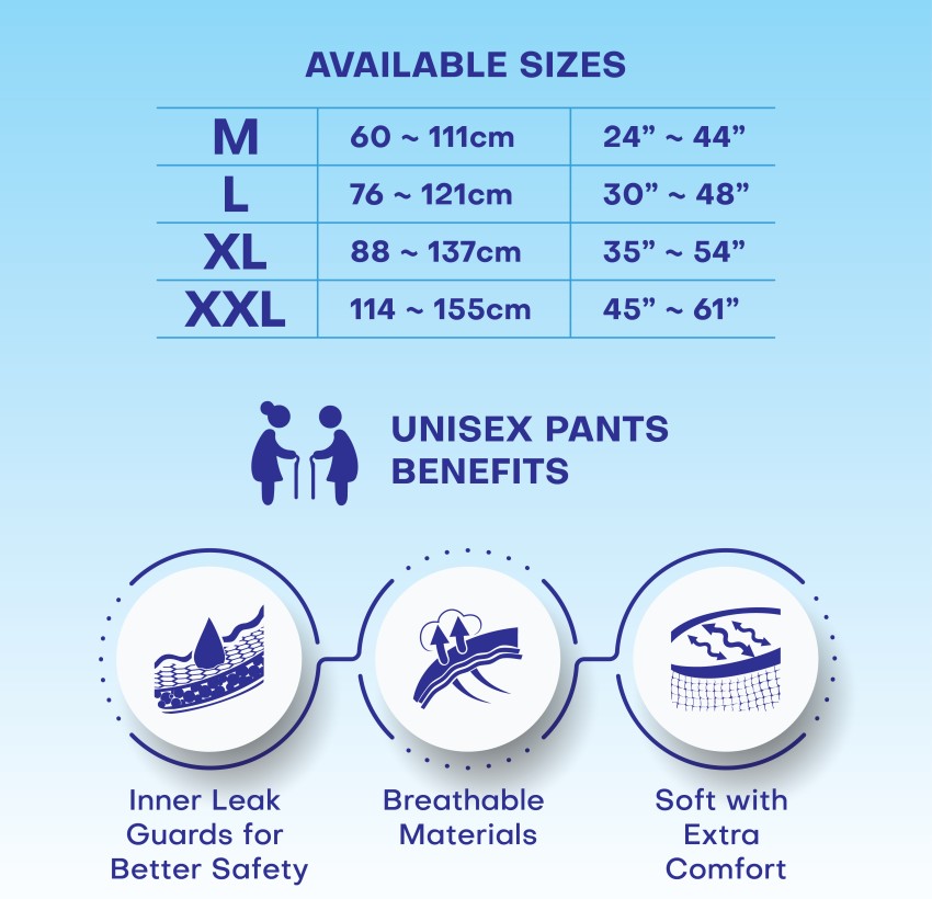 lyficare Classic Pants | Waist Size (30-48 Inch) Adult Diapers - L 