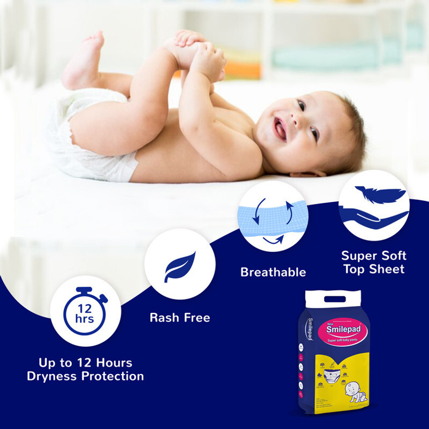 SMILEPAD Baby Diaper Pant Style Medium Size 7 to 11 kg Super Soft Rash Free Pack of 3 M Buy 150 SMILEPAD Cotton Pant Diapers for babies weighing 11 Kg Flipkart