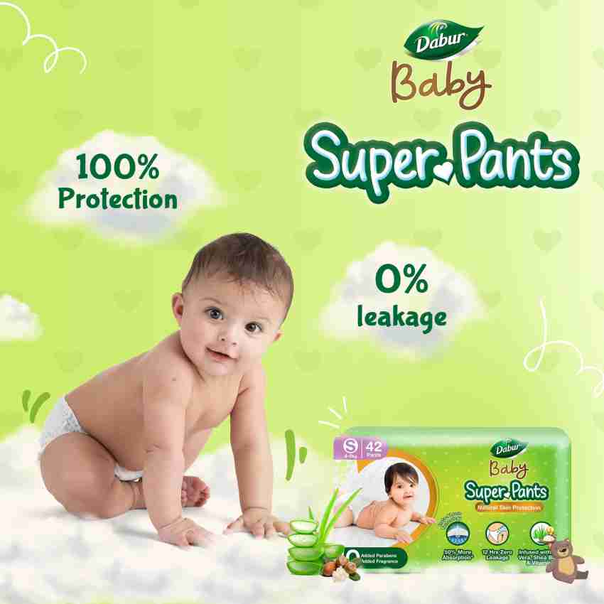 Dabur Baby Super Pants, Diaper Infused with Aloe Vera, Shea Butter &  Vitamin E, Insta-Absorb Technology - S - Buy 126 Dabur Pant Diapers for  babies weighing < 8 Kg