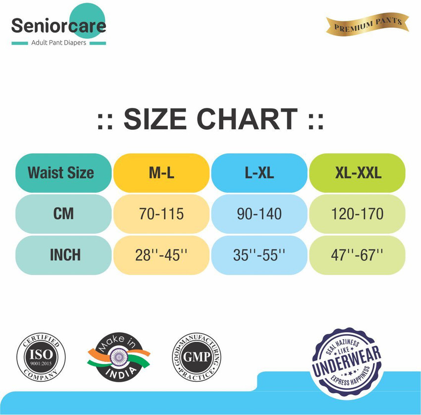 Seniorcare Adult Pull Up Diaper Pants Waist Size 90 140 Cm 35