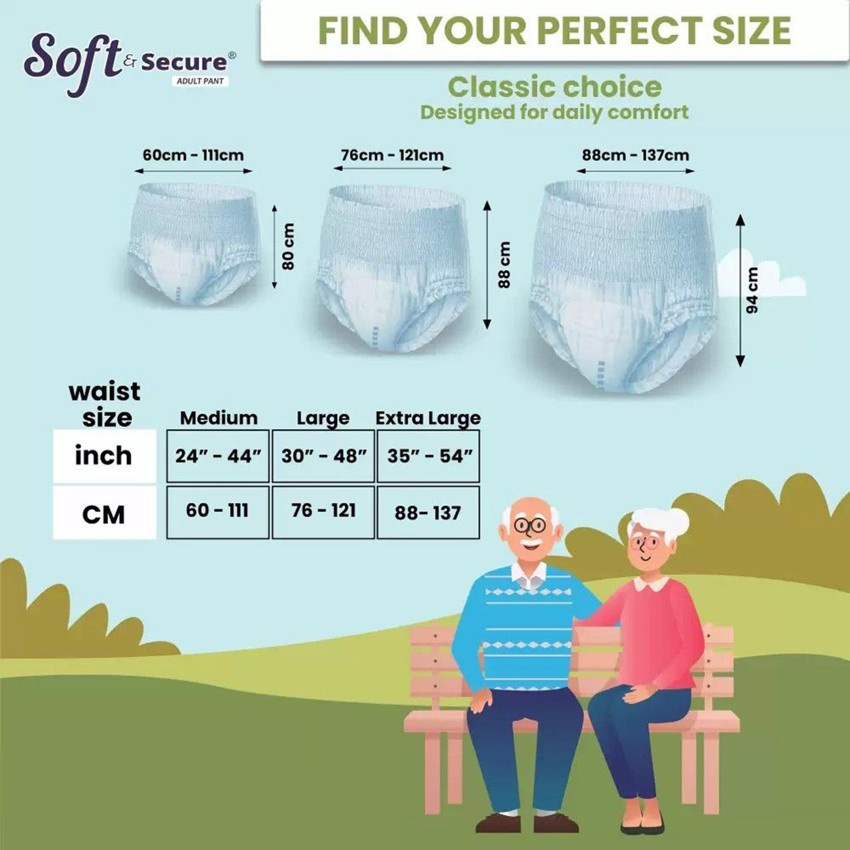 soft & secure Adult Pull-Up Pants Adult Diapers - XL - Buy 10 soft & secure  Adult Diapers