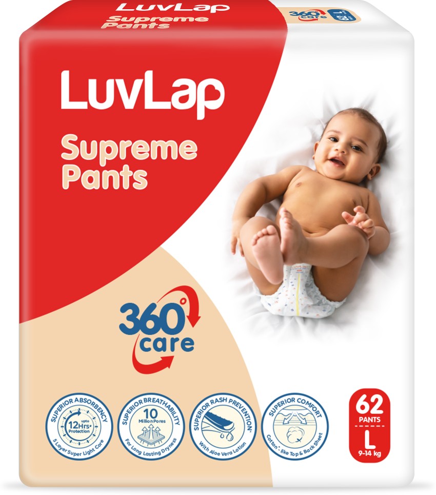 LuvLap Supreme Diaper Pants Large (LG) 9 to 14Kg, 62Pcs - L - Buy