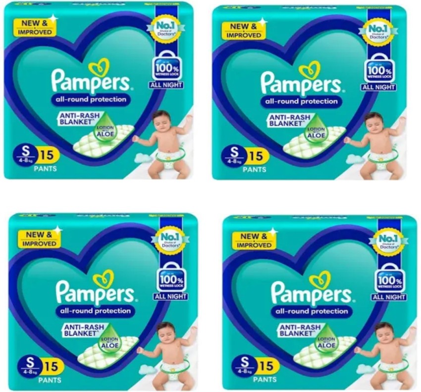 Pampers Baby dry diaper pants Small S 15+15+15+15 pack of 4 - S - Buy 1  Pampers Pant Diapers