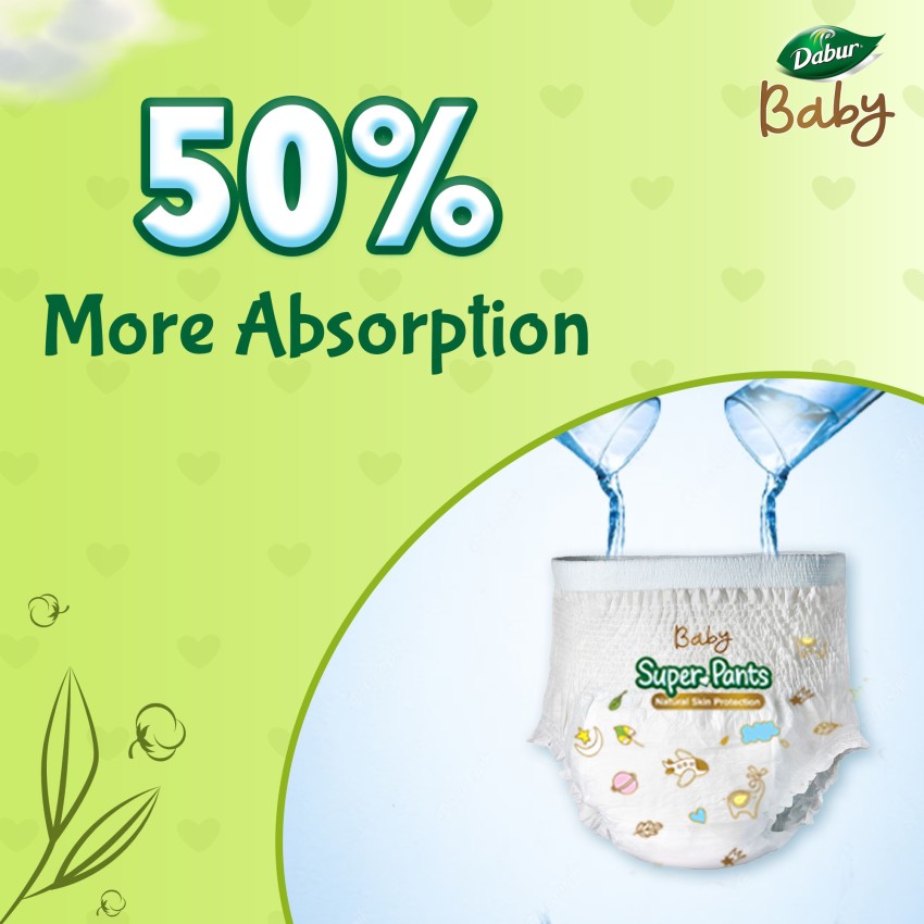 Dabur Baby Super Pants, Diaper Infused with Aloe Vera, Shea Butter &  Vitamin E, Insta-Absorb Technology - S - Buy 126 Dabur Pant Diapers for  babies weighing < 8 Kg