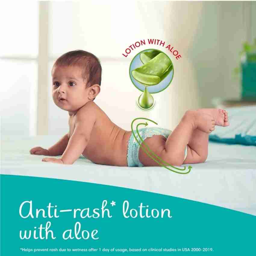 Buy Pampers Medium size baby diapers 56+4 Extra diaper, Lotion with Aloe  Vera - M (60 Pieces) Online at Best Prices in India - JioMart.