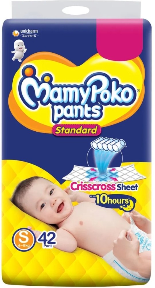 MamyPoko Pants Standard Diapers Small Size Pack of 42 4  8 kg Baby Pant  Style Diaper  S  Buy 42 MamyPoko cotton Pant Diapers for babies weighing   8 Kg  Flipkartcom