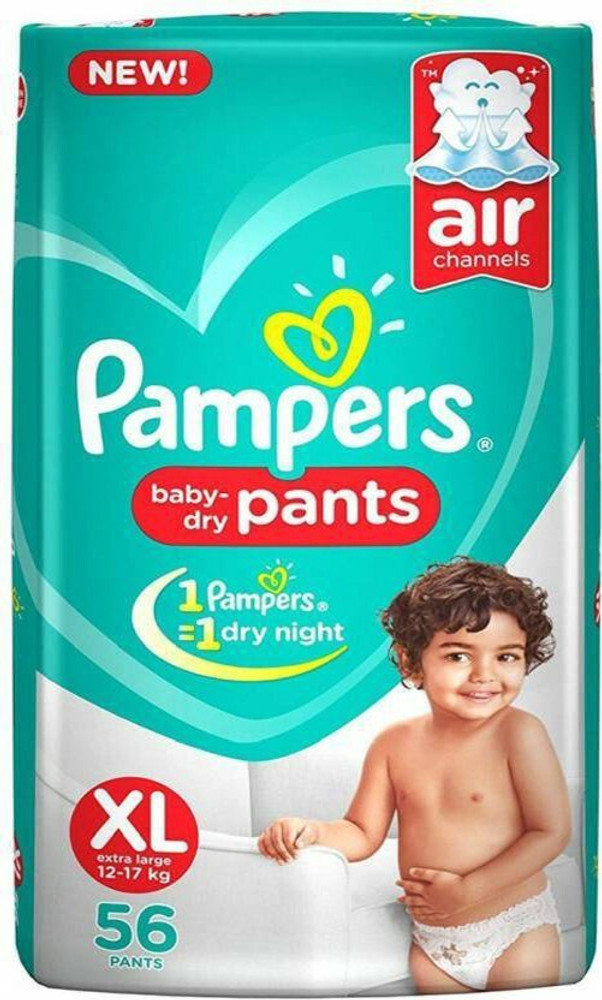Pampers Extra Large Dry Pant Diaper for Babies XL 56 56 counts