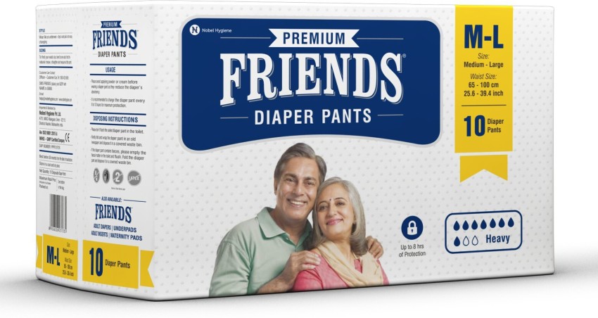 Friends Easy Adult Diapers Tape Style  10 Count Medium with odour lock  and AntiBacterial Absorbent Core Waist Size 2844 Inch  711211176cm   Amazonin Health  Personal Care