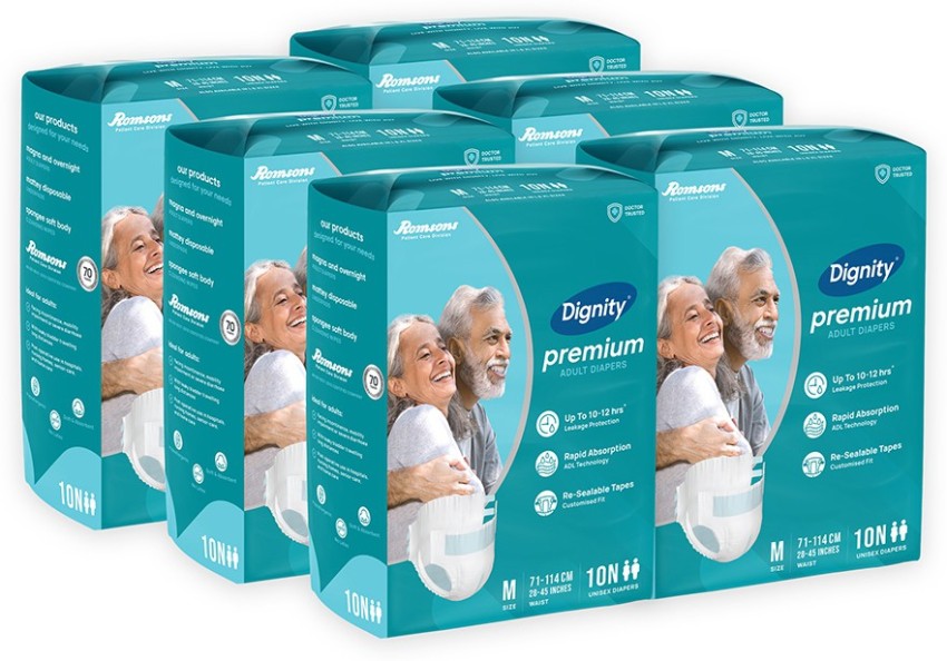 Dignity Premium Adult Diapers - Large, Waist Size 38 - 54, 10