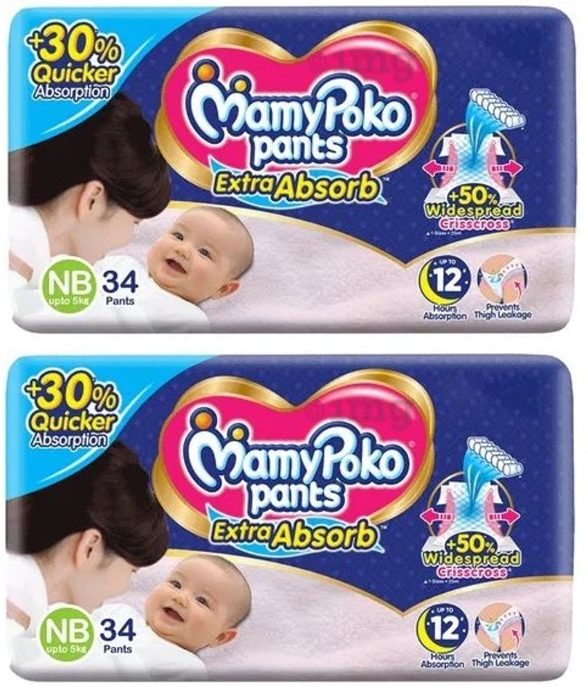 MamyPoko Pants Extra Absorb New Born Size NB 34x2 Diapers New