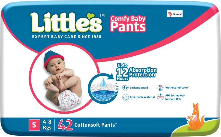 Littles Comfy Baby Pants Diapers with Wetness Indicator and 12 hours  Absorption  Small  42 Count  S  Buy 42 Littles Pant Diapers for babies  weighing  8 Kg  Flipkartcom