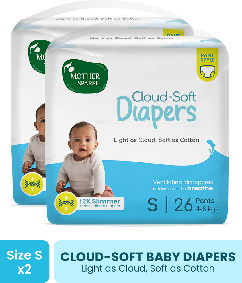 Mother Sparsh Cloud Soft Baby Diapers Pants Rash Free With 12hr