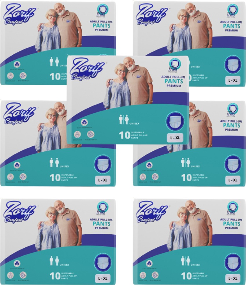 ZORIF COMFORT Adult Diaper Pull Up Pant Size Large-Extra Large Pack Of 7*10  Pcs Adult Diapers - L - XL - Buy 70 ZORIF COMFORT cotton Adult Diapers