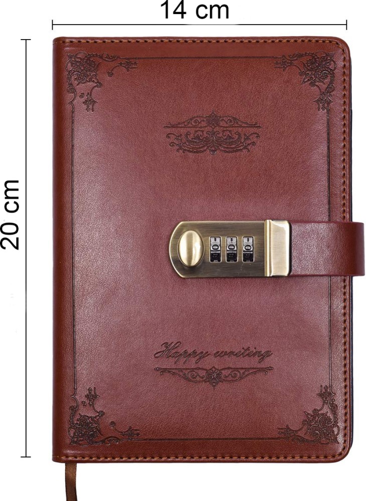 Vintage Leather Journal Diary with Lock 3 Digit Code Secret