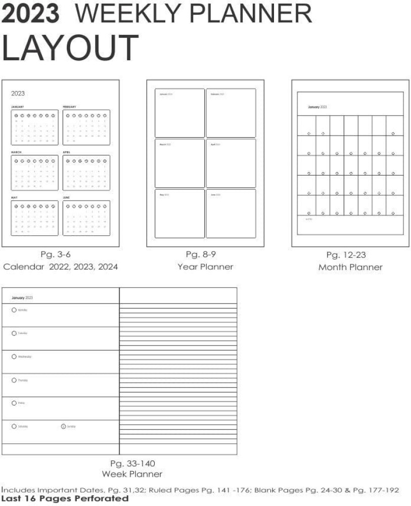 myPAPERCLIP 2023 Weekly Planner, Section Thread Bound, Hand Drawn