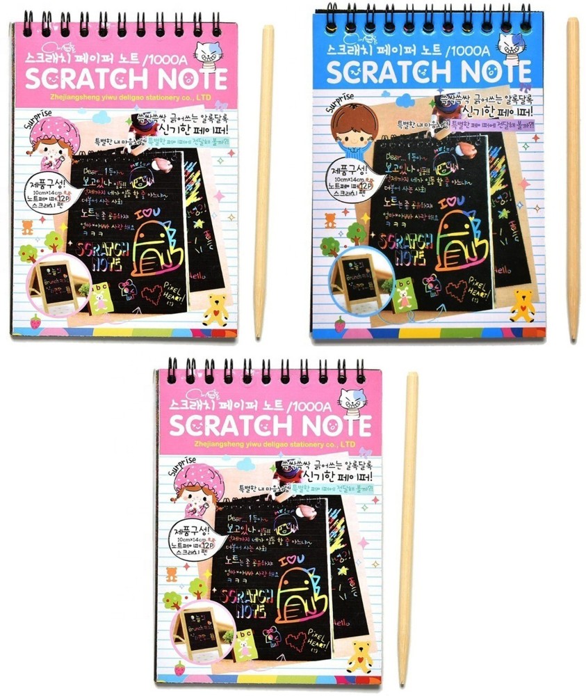 MICKTOR Scratch Paper Art Notebook,3 Pack Scratch India