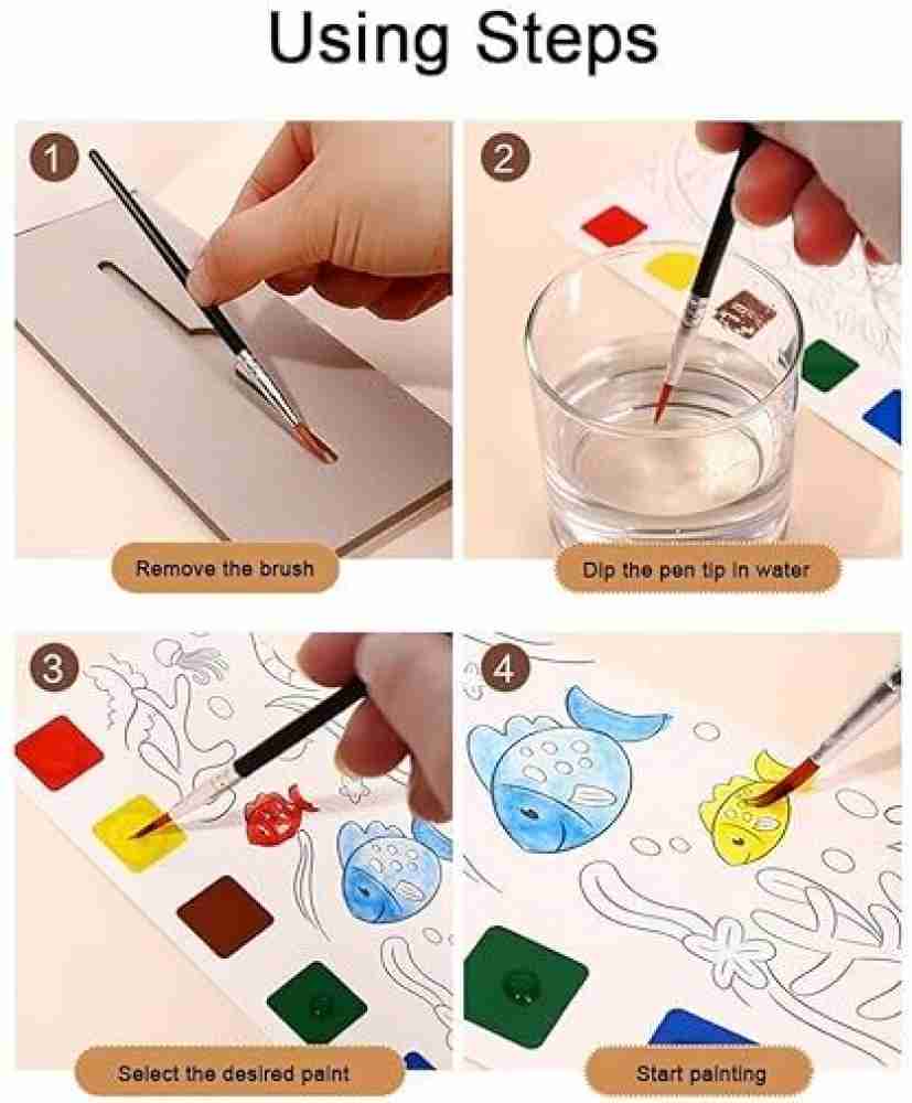 oneexport Watercolor Painting Books for Beginners, Pocket 20  Pages Book with 1 Paint Brush - Pocket-size Notebook