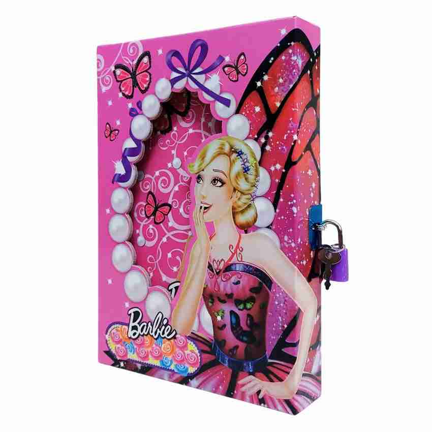 KARBD Barbie Butterfly Pink Color Secret Lock Diary with Cover Box Regular Notebook Ruled 94 Pages Price in India Buy KARBD Barbie Butterfly Pink Color Secret Lock Diary with Cover Box