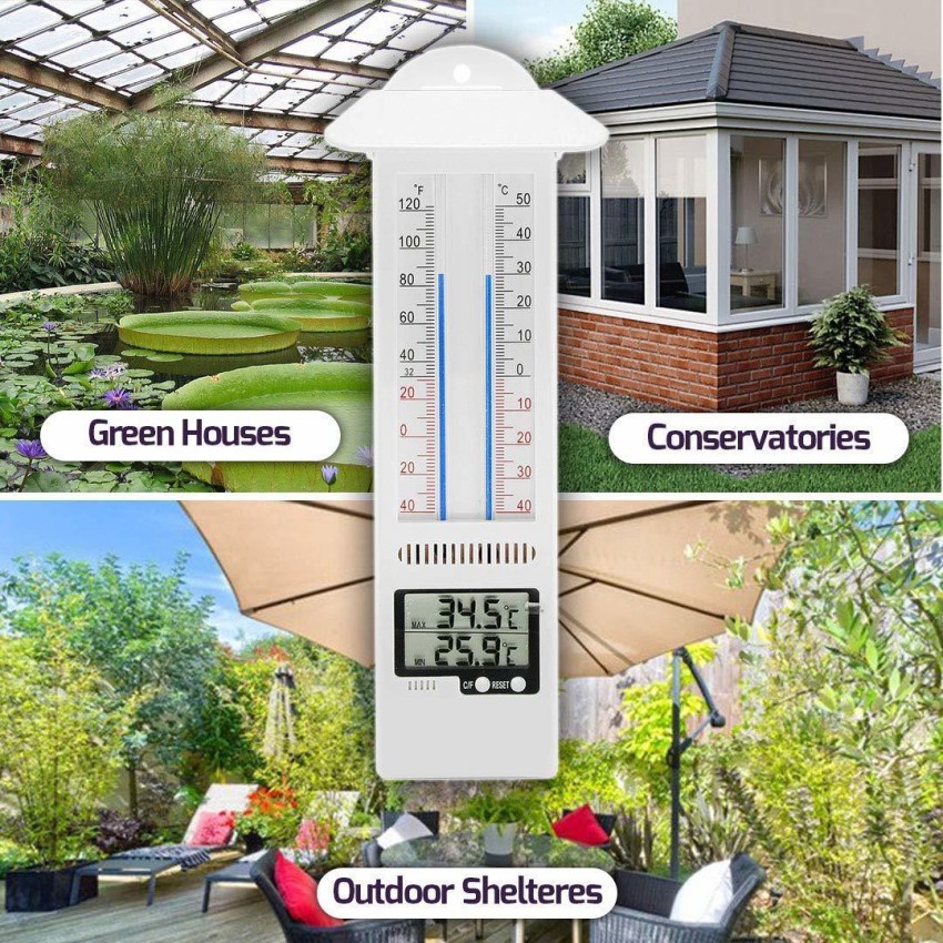 Wall Thermometer Indoor Outdoor Mount Garden Greenhouse Home