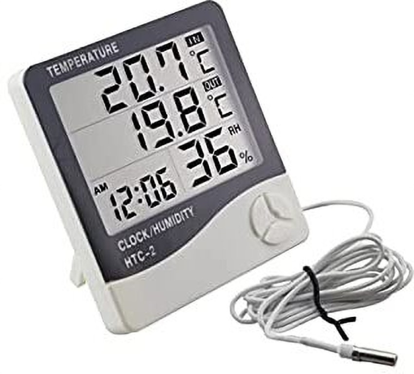 SWADESI BY MCP Digital Room Thermometer Hygrometer Indoor Weather Station  For Home, Bedroom LCD Outdoor/Indoor Room Thermometer Hygrometer with Clock  Time Humidity Monitor Thermometer - SWADESI BY MCP 