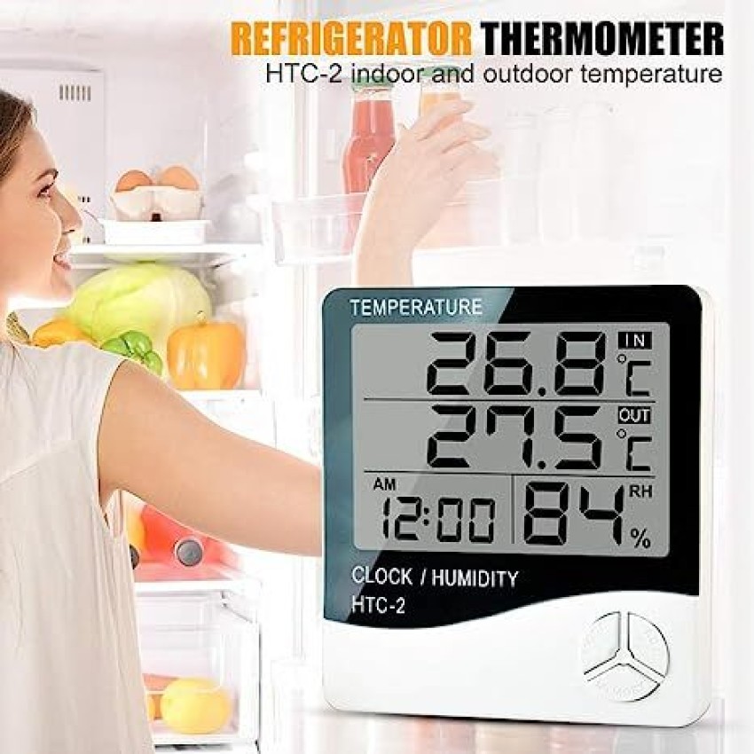 SWADESI BY MCP Digital Room Thermometer Hygrometer Indoor Weather Station  For Home, Bedroom LCD Outdoor/Indoor Room Thermometer Hygrometer with Clock  Time Humidity Monitor Thermometer - SWADESI BY MCP 