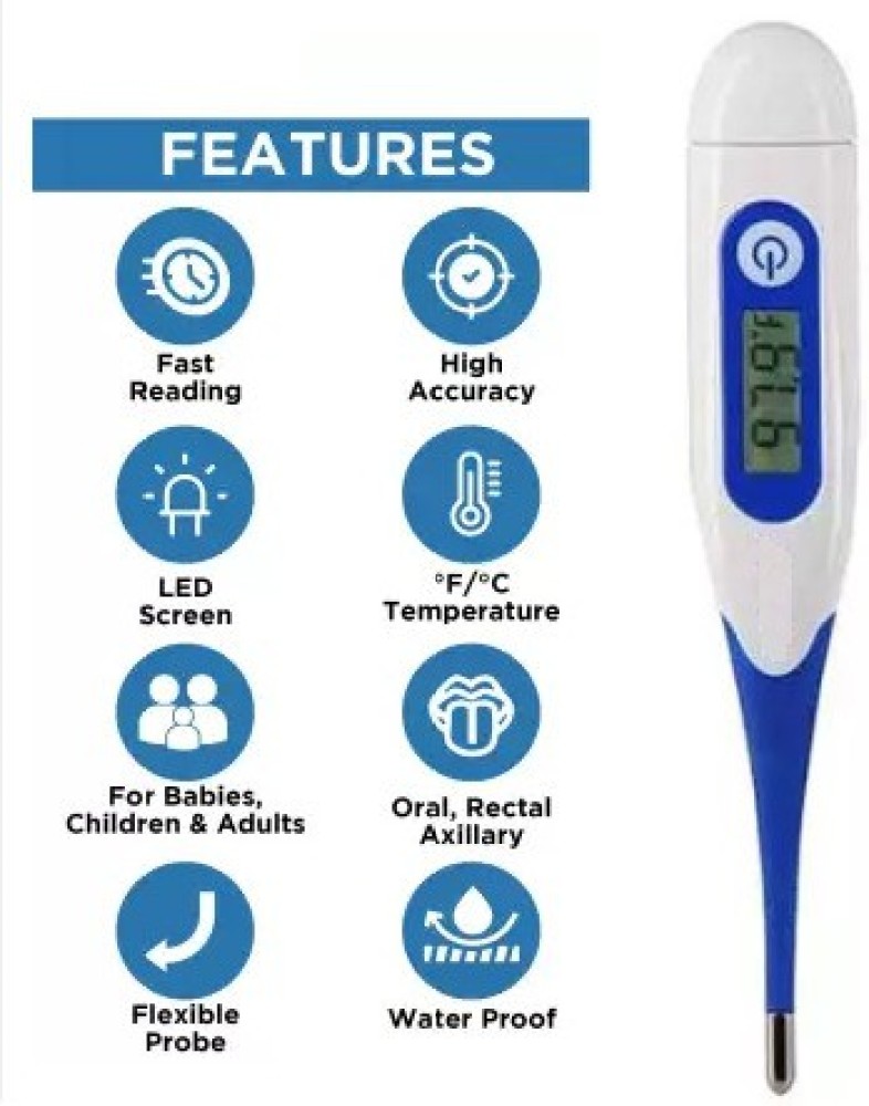 Oral Thermometer, Baby Digital Medical Thermometer, Oral and Rectal  Thermometer for Kids Infants and Adults, Waterproof Thermometer with Fever  Alarm