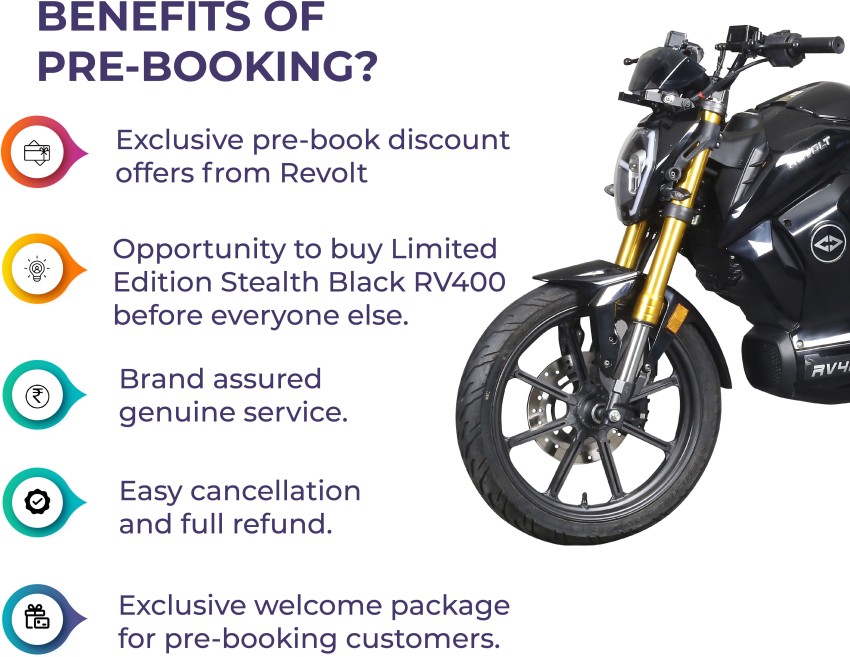 Revolt Pre Booking Pass for Limited Edition RV400 Stealth Black Valid for 60 Days After Vehicle Sale Starts Price in India Buy Revolt Pre Booking Pass for Limited Edition RV400 Stealth Black Valid